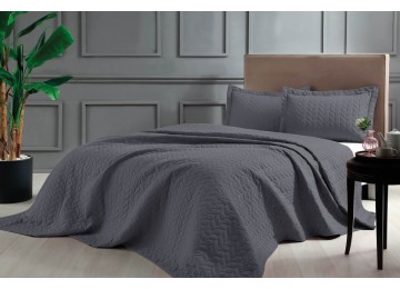Quilted bedspread TAC Glory Antracit 180x260cm + pillowcase 50x70cm