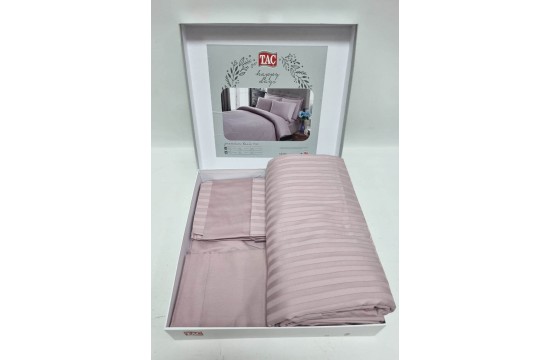 Двуспальный King Size комплект TAC Premium Basic Lila Сатин-Stripe
