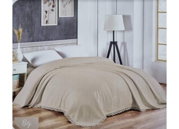 Gold Soft Life Beige jacquard piqué cotton bedspread 240×260 cm