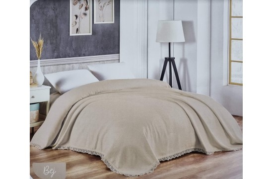 Gold Soft Life Beige jacquard piqué cotton bedspread 240×260 cm