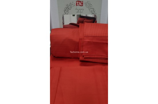 Двоспальний King Size комплект TAC Premium Basic Red Сатин-Stripe Туреччина