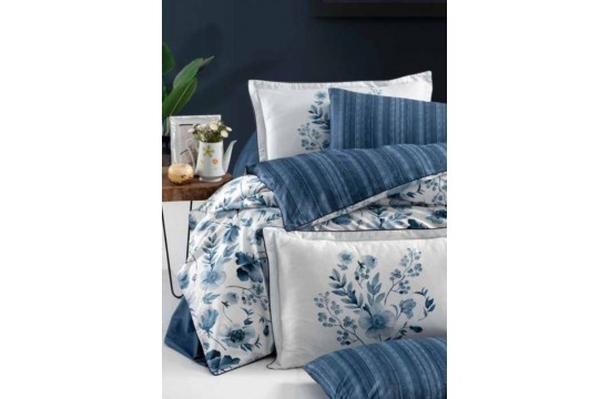 Euro bed linen La Romano Madena Blue Satin Premium