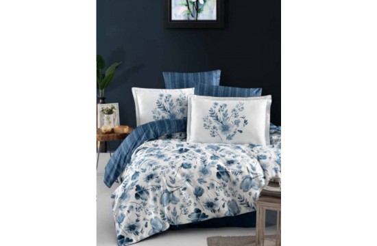 Euro bed linen La Romano Madena Blue Satin Premium