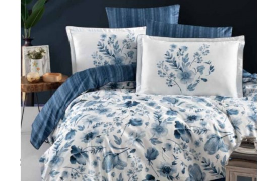 Euro bed linen La Romano Madena Blue Satin Premium