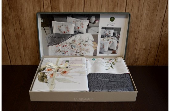 Elite euro set La Romano Floral Gray premium satin Türkiye