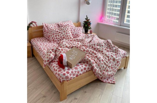 Double bedding set Lelit - Red Snowflake Ranfors