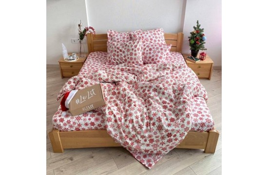 Double bedding set Lelit - Red Snowflake Ranfors