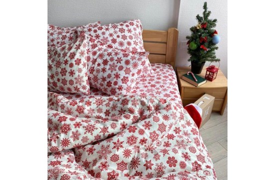 Double bedding set Lelit - Red Snowflake Ranfors