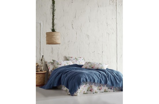 Saheser Mona lacivert pique bedspread summer