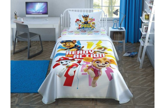 TAC Paw Patrol Action Single Set with Peaked Bedspread / Elasticated Sheet Turkey