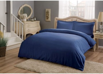 Турецкое постельное белье евро TAC Basic Blue Сатин