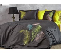 Turkish bed linen euro Dantela Vita Iz Antracit-Green satin with embroidery