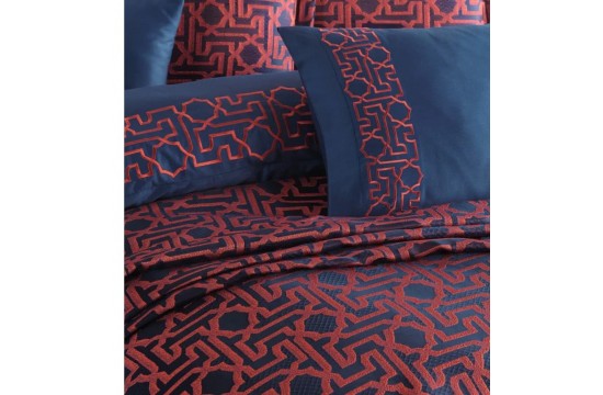 Euro double set Dantela Vita Luna brick satin Türkiye with embroidery and jacquard bedspread