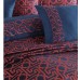Двуспальный евро комплект Dantela Vita Luna brick сатин Турция с вышивкой и жаккардовым покрывалом