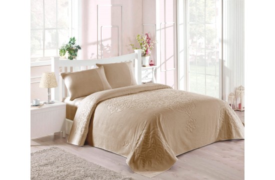 Terry bedspread / sheet TAC Dama Cappucino 200 × 220 cm