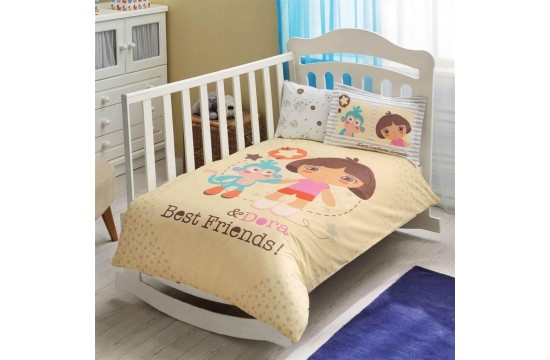 Bed linen in a bed of TAC Dora Best Friends Baby Ranfors