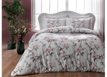 One and a half bedding set satin TAC Lotte Pink with an elastic sheet