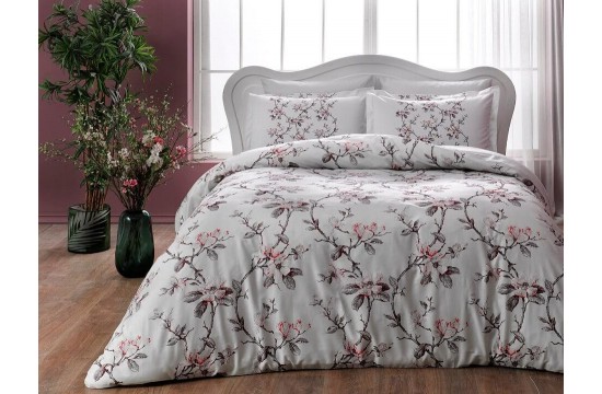 One and a half bedding set satin TAC Lotte Pink with an elastic sheet