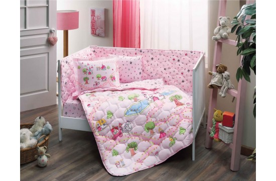 Set for a bed with bumpers and a blanket TAC Princess Pink (6 items)