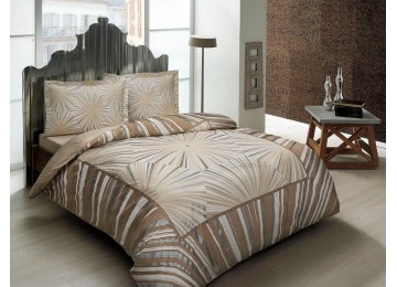 One and a half TAC Venus Brown satin bedding set with elasticated sheet