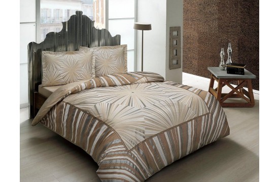 One and a half TAC Venus Brown satin bedding set with elasticated sheet