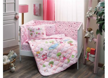 Set for a bed with bumpers and a blanket TAC Princess Pink (6 items)