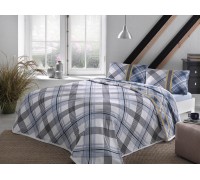Set with bedspread-piqué TAC Floyd Blue euro: sheet with elastic band + pique + pillowcases