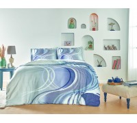 Евро комплект постельного белья сатиновый TAC Marino Blue