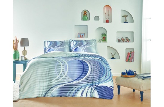 Евро комплект постельного белья сатиновый TAC Marino Blue
