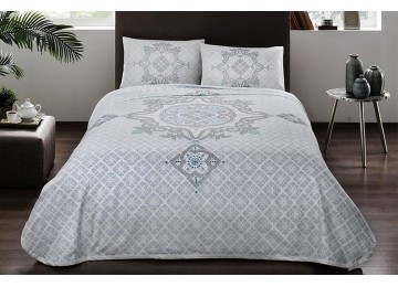 Bed linen set with a pique bedspread TAC Elegance Turqoise one and a half with a sheet with an elastic band