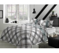 Set with bedspread-piqué TAC Floyd Gray Euro: sheet with elastic band + pique + pillowcases