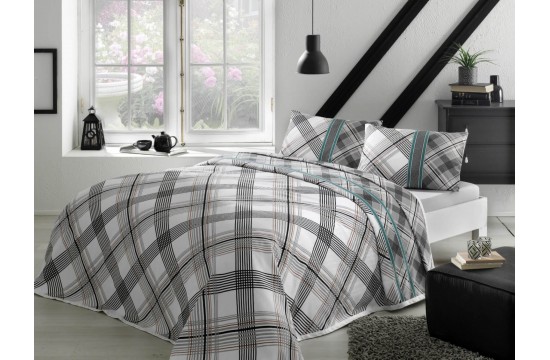 Set with bedspread-piqué TAC Floyd Gray Euro: sheet with elastic band + pique + pillowcases