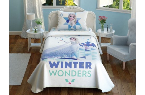 Bed linen set with a pique bedspread TAC Frozen2 Wonders with an elastic sheet
