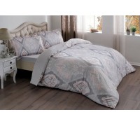 One and a half bedding set satin TAC Vales Pink with an elastic sheet
