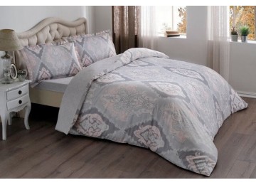 One and a half bedding set satin TAC Vales Pink with an elastic sheet