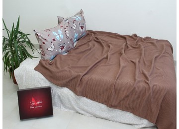 Sheet-bedspread piqué 200x235 cm Coffee pigtail