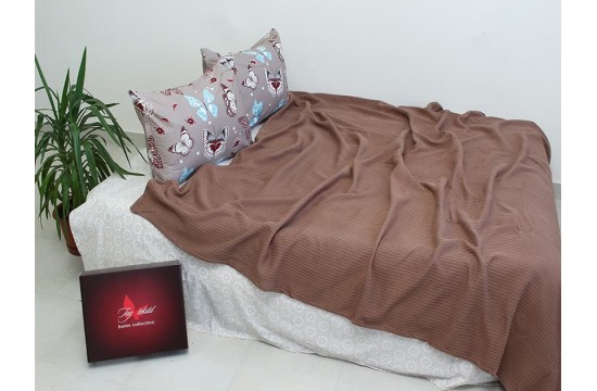 Sheet-bedspread piqué 200x235 cm Coffee pigtail