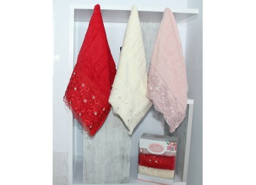 Set of Lovely lace towels (3 pcs.) Textile tag