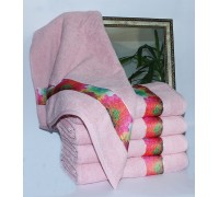 Полотенце махровое Весна розовое сердца 70х140 Таг текстиль