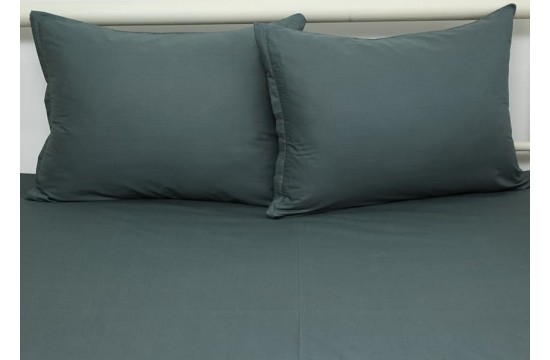 Fitted sheet + pillowcases 180x200x20 Dark gray