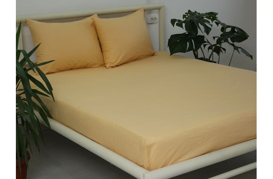 Fitted sheet + pillowcases 180x200x20 Apricot Cream