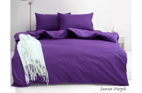 Однотонное постельное белье семейный ранфорс Sunset Purple