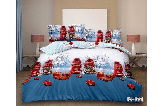 Новогоднее постельное белье ранфорс семейное с компаньоном R841