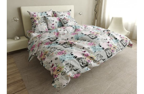 Bed linen set News coarse calico family with an elastic sheet