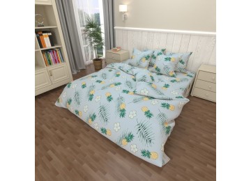 Bed linen set Pineapple gray double calico with a sheet with an elastic band