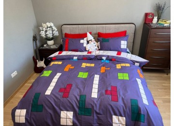 Bed linen Tetris, calico double with rubber band