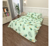 Bedding set Pineapple salad coarse calico euro with a sheet with an elastic band