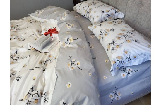 Bed linen Adagio gray cotton 100% double with elastic.