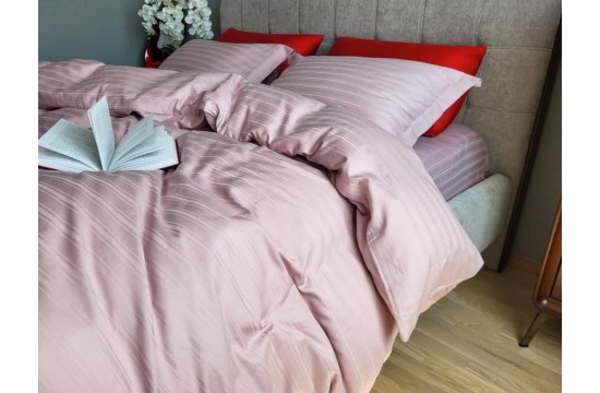 Bed linen MULTI satin stripe POWDER ROSE double