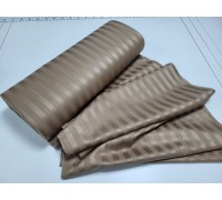 Stripe satin PREMIUM, HONEY BEIGE 2/2cm double sheet set with elastic